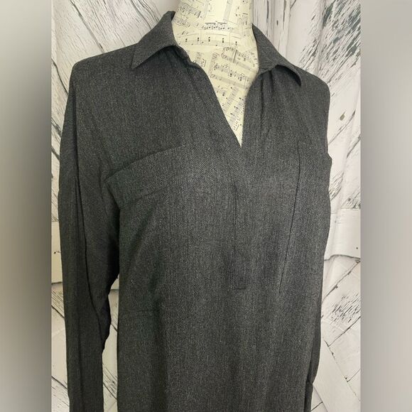 James Perse Shirt Dress Gray Wool Blend Long Sleeve Size M (2) - Picture 2 of 10